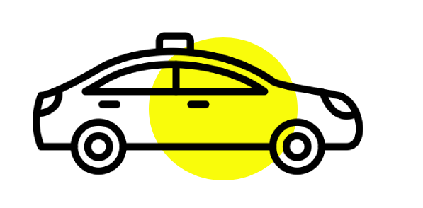 Gelbes Auto-Symbol im Kreis